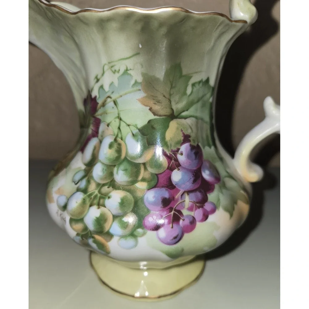 Zeh Scherzer & Co.  Bavaria‎ Pitcher Vintage Grape Motif Hand Painted